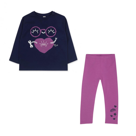 TucTuc Robot Maker Blue Knit T-Shirt and Lilac Knit Leggings