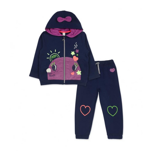 TucTuc Robot Maker Girl's Blue Plush Jacket and Leggings Set