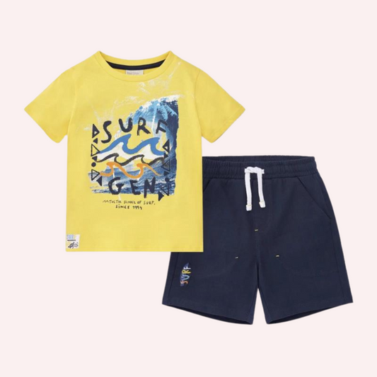 TucTuc Sons Of Fun Blue and Yellow Knit Set