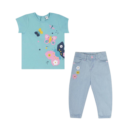 TucTuc Tiny Critters Blue knitted T-Shirt and Denim Trousers