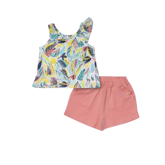 TucTuc Treasure Island Ruffle Tank Top and Pink Shorts