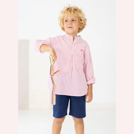 Tutto Piccolo Fuchsia Shirt and Navy Bermudas