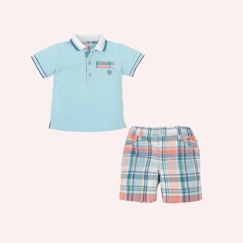 Tutto Piccolo Aquamarine Polo and Bermuda Shorts