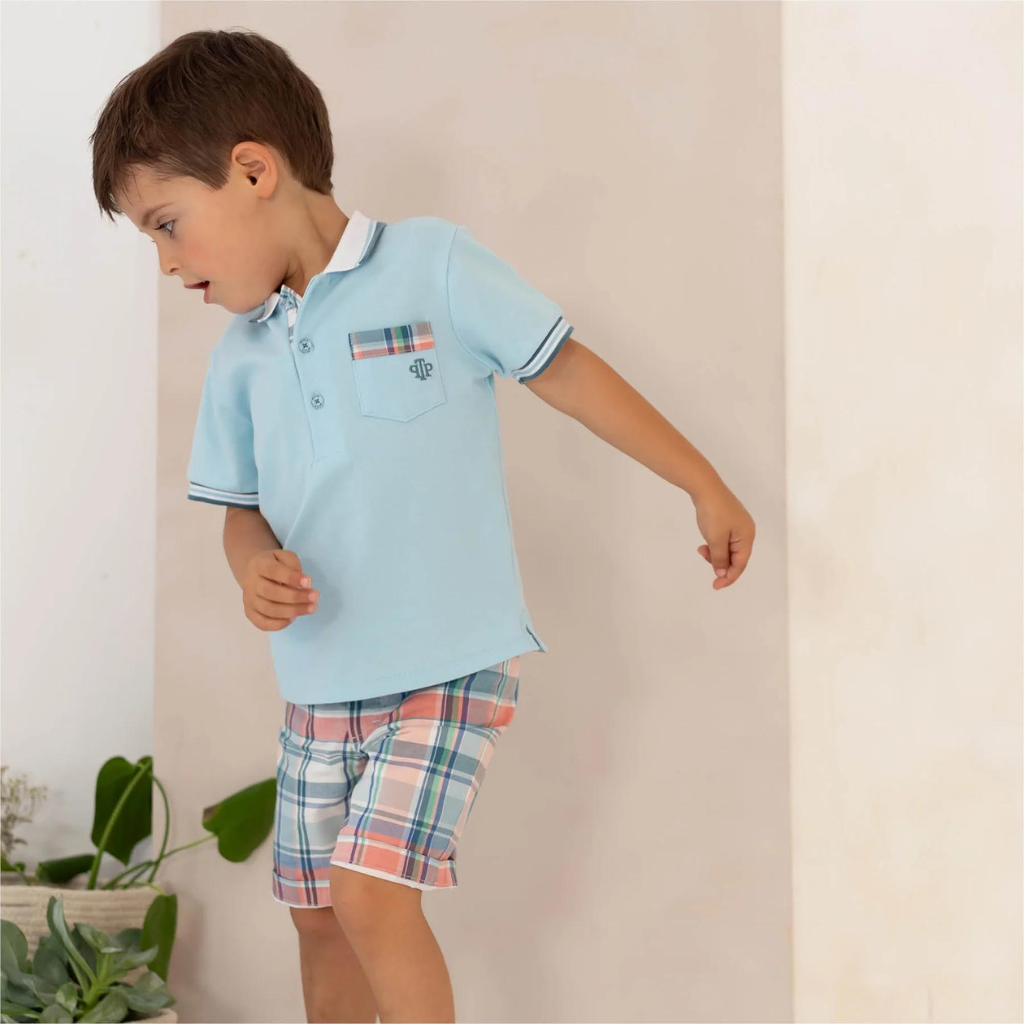 Tutto Piccolo Aquamarine Polo and Bermuda Shorts