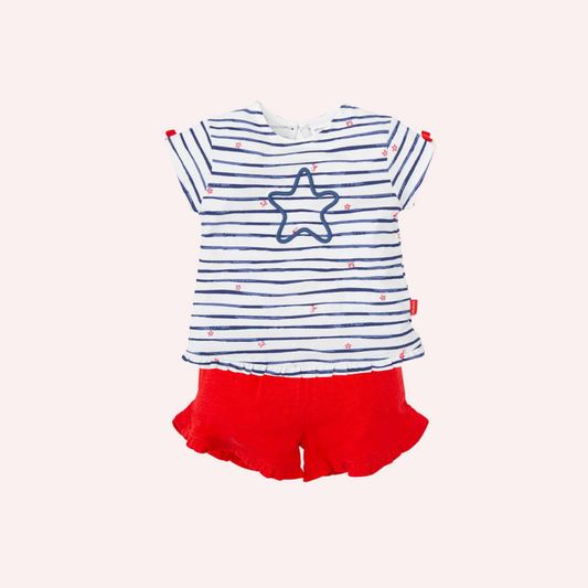 Tutto Piccolo Blue Starfish Shorts Set