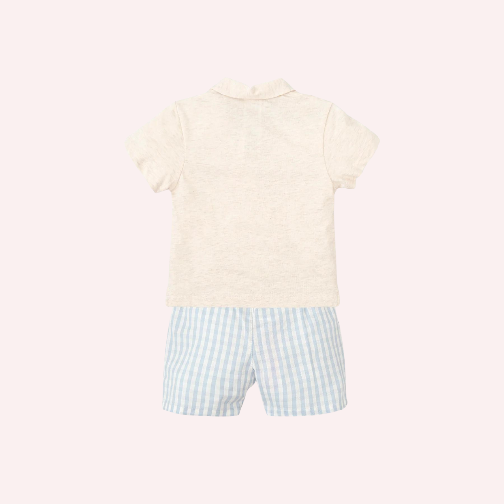 Tutto Piccolo Chemical White Porcalain Polo Shorts 2 Piece Set