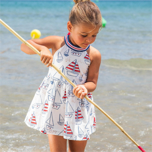 Tutto Piccolo Navy Blue Paper Boat Dressi