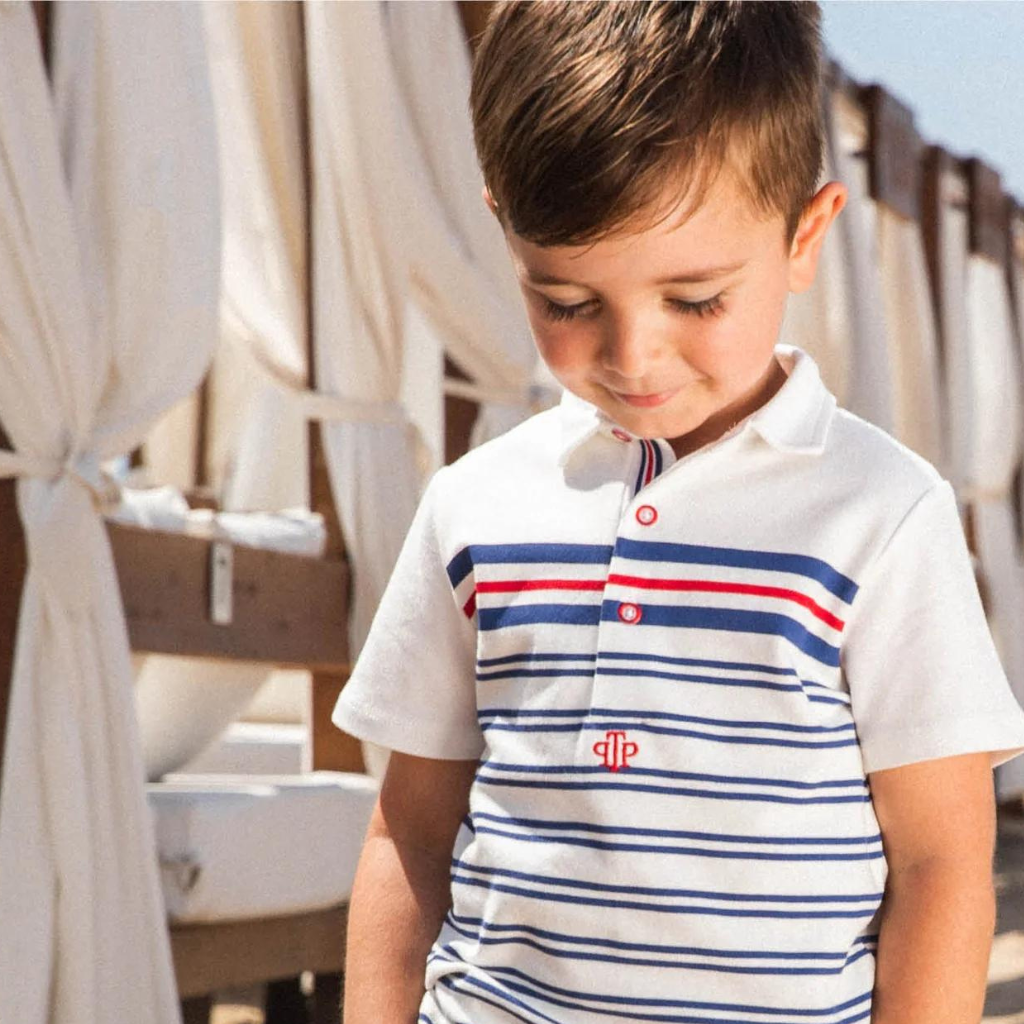 Tutto Piccolo Navy Polo and Sand Bermuda Shorts