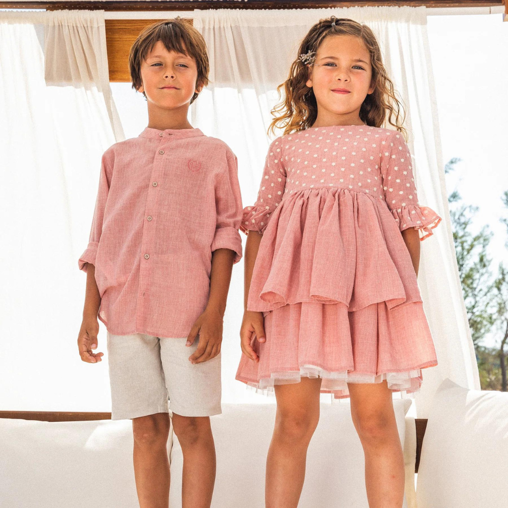 Tutto Piccolo Petal Shirt and Sand Bermuda Set