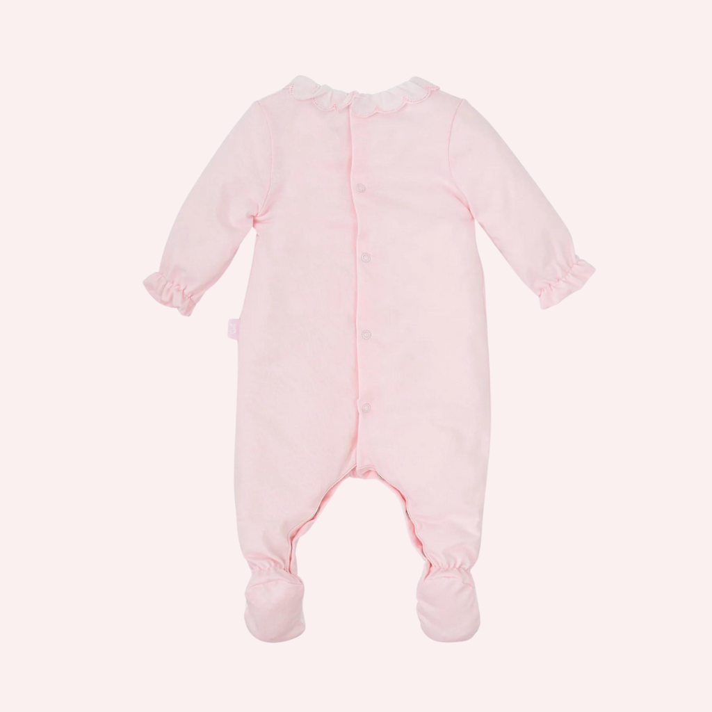 Tutto Piccolo Pink and White Piqué Baby Romper