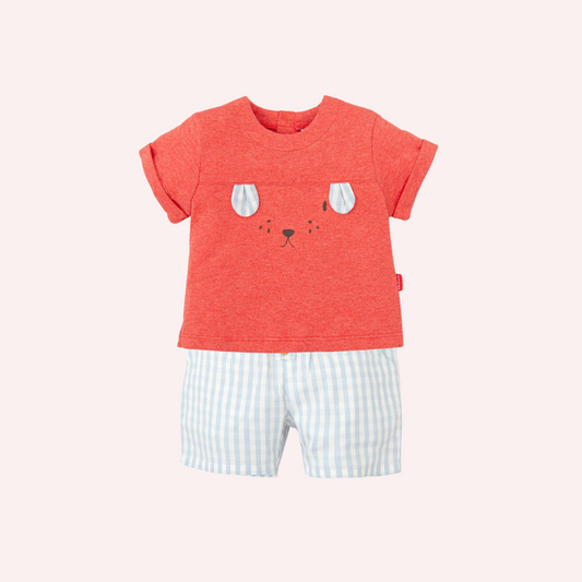 Tutto Piccolo Red and Blue Porcalain Shorts 2 Piece Set