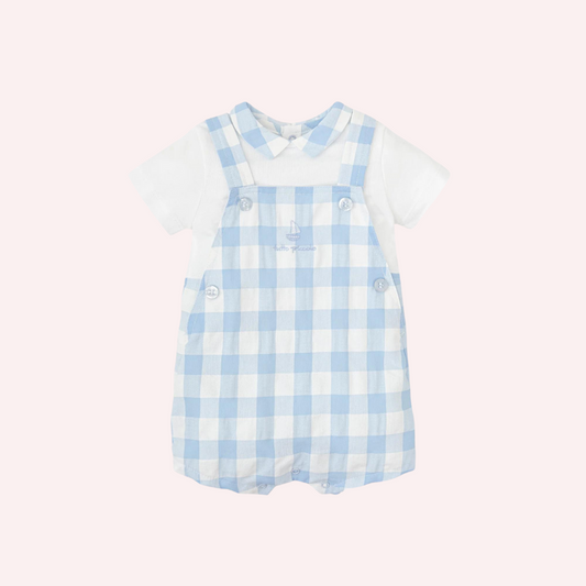 Tutto Piccolo Sky Blue and White Baby Romper