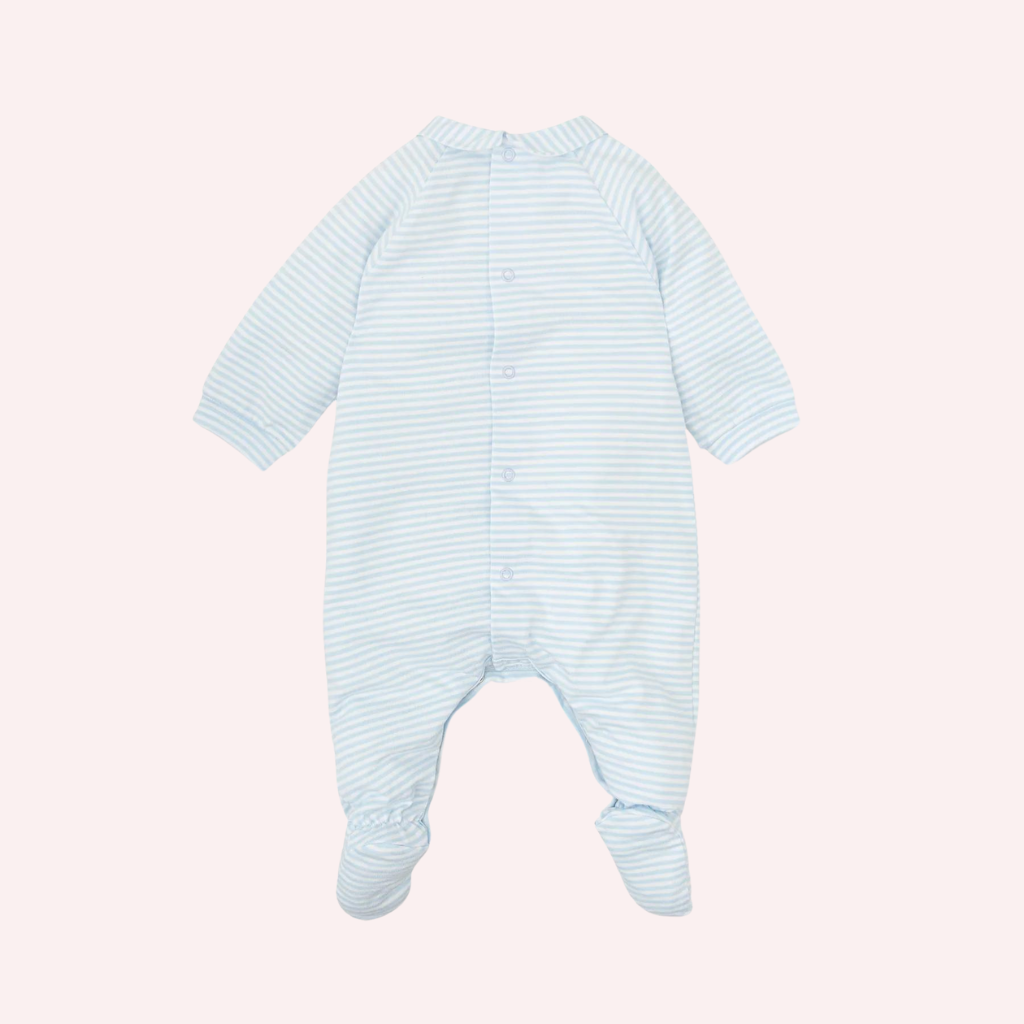 Tutto Piccolo Sky Blue and White Long SLeeves Baby Romper