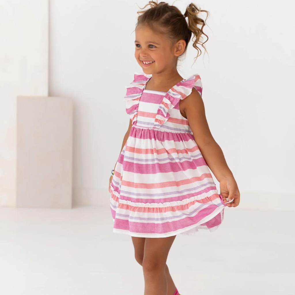 Tutto Piccolo Striped Fuchsia Dress