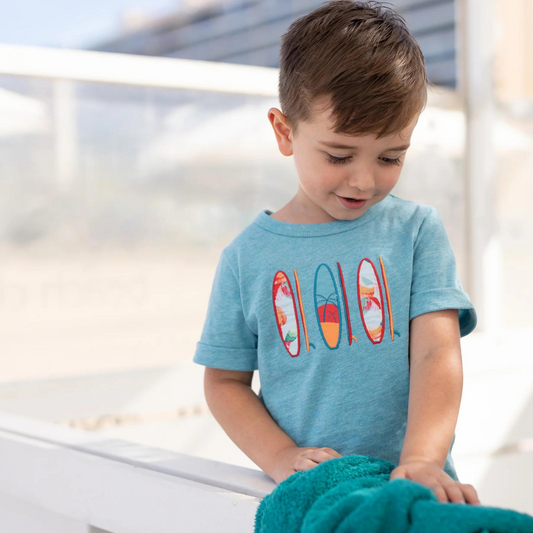 Tutto Piccolo Turquoise Surfboard T-Shirt and Coral Bermudas