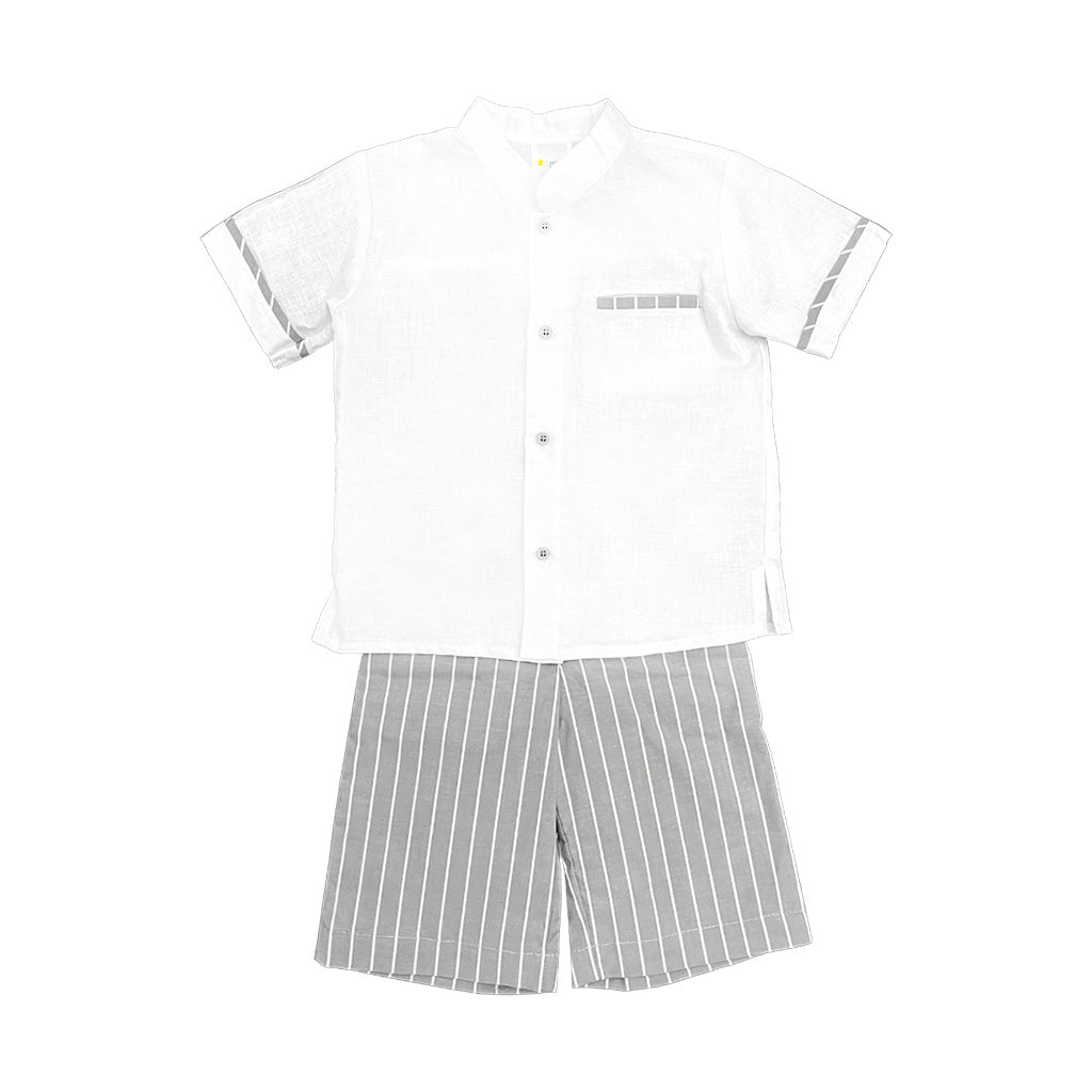 Karela Kids Conjunto James Camisa Manga Corta y Short Gris Ref. 580