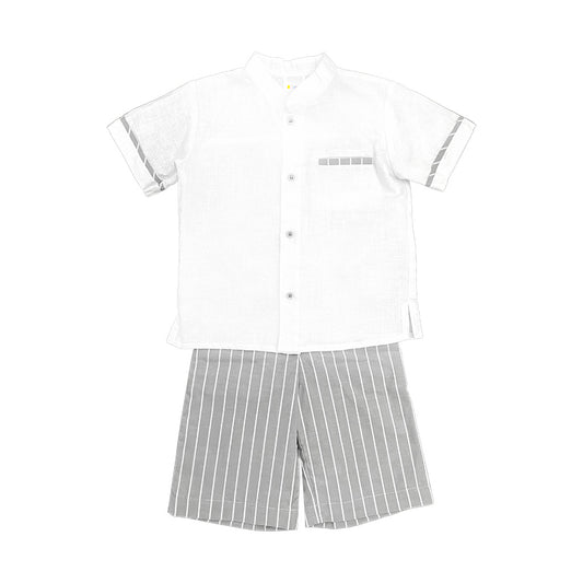 Karela Kids Conjunto James Camisa Manga Corta y Short Gris Ref. 580