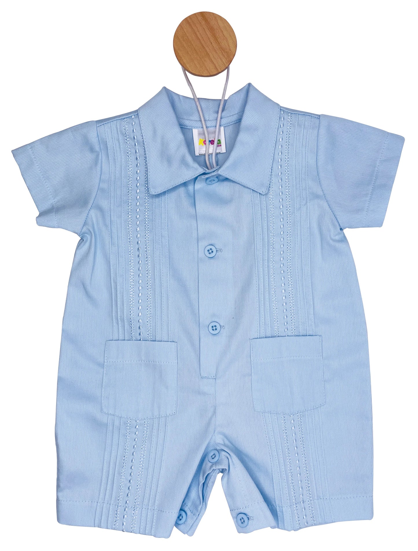 Karela Kids Guayabera Blue Baby Romper