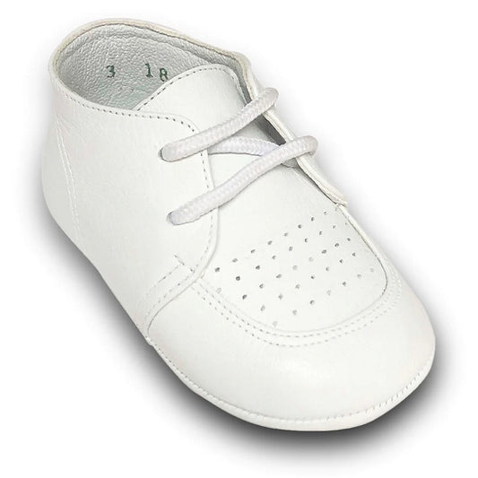 Karela Kids White Leather Pre Walk Boots with Strings