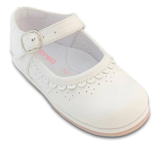 Karela Kids Zapatos en Cuero Blanco - Nora walking shoe