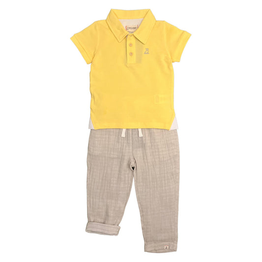 Me & Henry Starboard Polo Yellow with Beige Bosun Gauze Pants