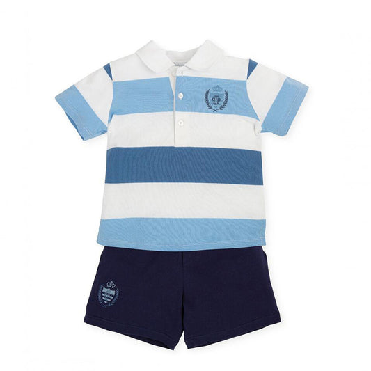 Tutto Piccolo Ceramic Polo and Navy Shorts 2 Piece Set