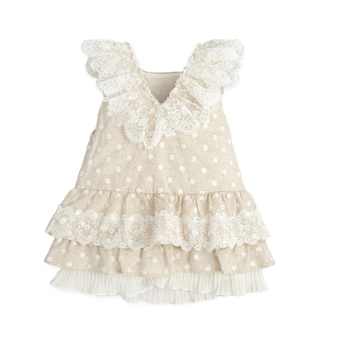 Tutto Piccolo Vestido Sin Mangas - Kamel/White Dots