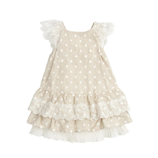 Tutto Piccolo Vestido Sin Mangas - Kamel/White Dots