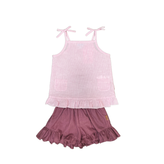 Cocote Baby & Kids Conjunto Blusa Tirantes Rosa y Pantalón Corto